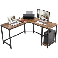 Mazazu - Bureau - Laptop tafel - L-vormig - Hout/Metaal - Bruin/Zwart - 138x138x75